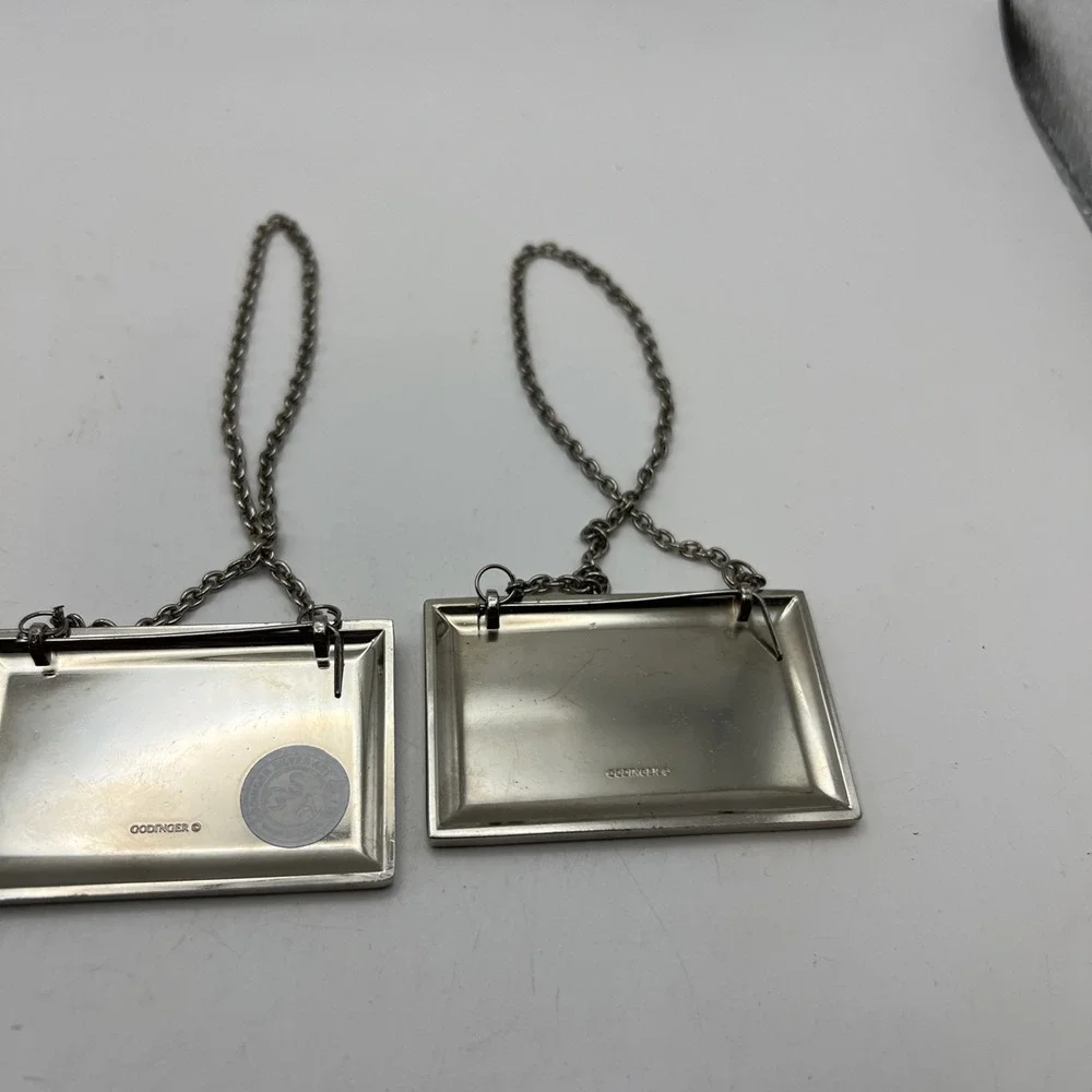 Godinger Silver Art Co Decanter Tags Labels Set of 4 Whiskey Bourbon Rye Scotch